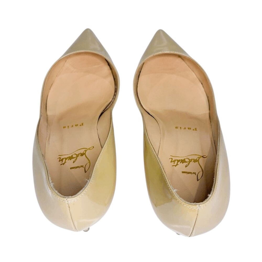 Christian Louboutin Rocket 45 Patent Leather Pumps Columbe EU 37 Nude Beige Heel - Picture 9 of 10